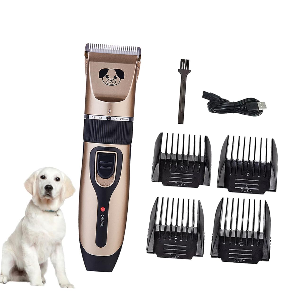 Happyyami Rechargeable Pet Shaver Dog Grooming Clippers Professional Dog Hair Trimmer Safe Shaving No Lubricant Oil