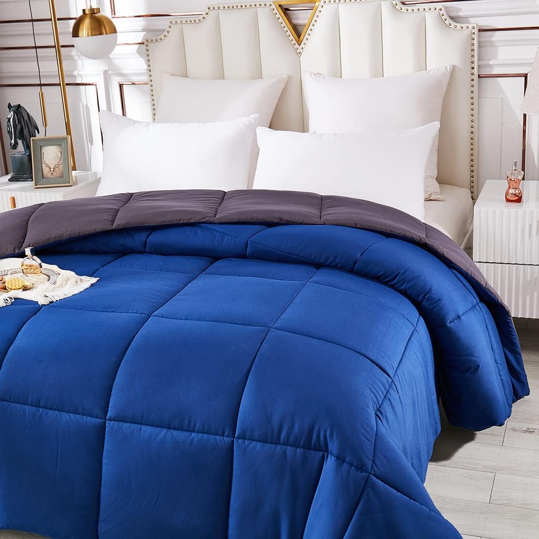 Carasylvia All Season Down Alternative Bedding Comforter, Queen Size Ultra Soft Quilted Bedding, Warm and Fluffy Duvet Insert, Breathable Bed Comforter, Machine Washable