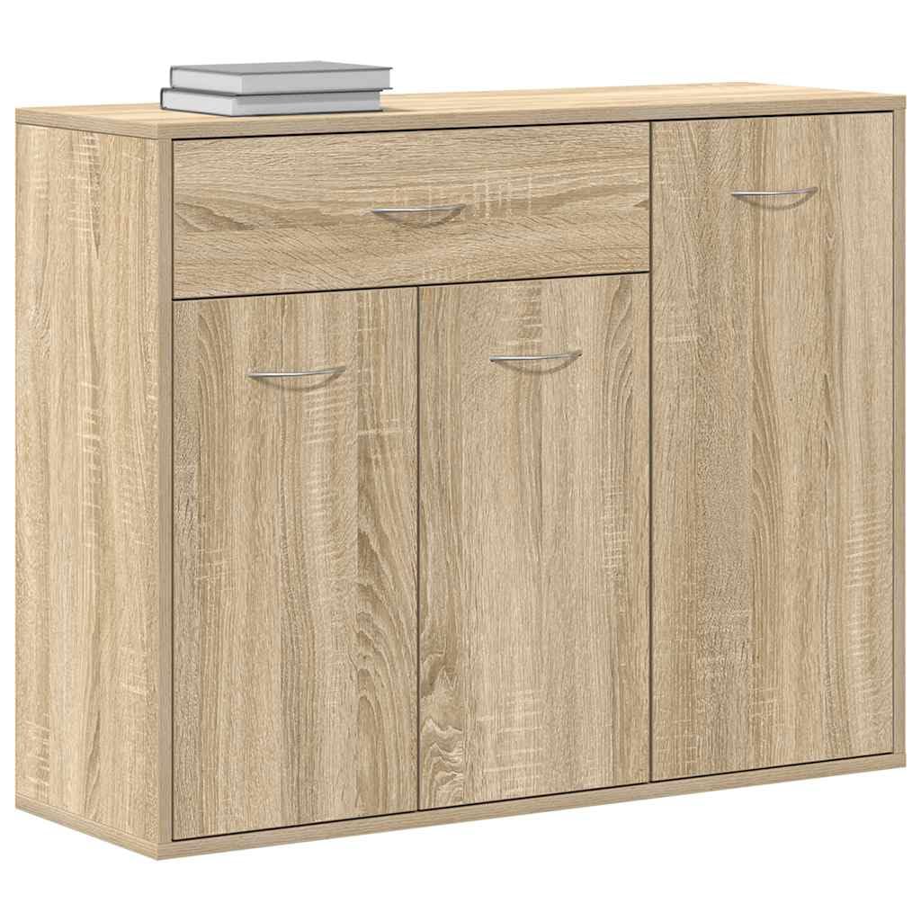 Kredens SONOMA Oak 88 x 30 x 70 cm, komoda drewniana z 1 szufladą, 3 drzwiami, miejsce do przechowywania książek, urządzeń multimedialnych, salonu, przedpokoju