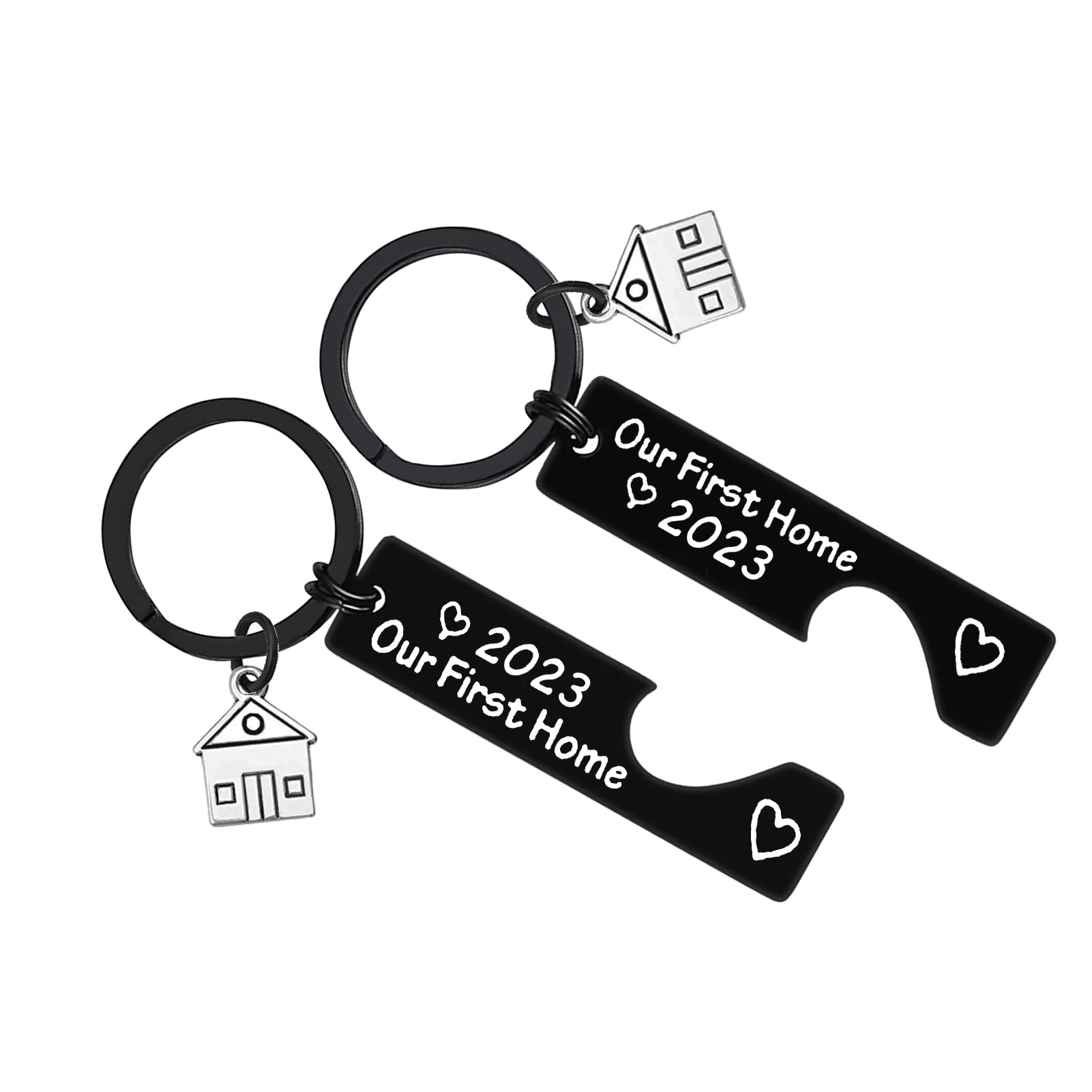 XiahuyuOur First Home 2025 Keychain New Home Keychain Gifts for Couple Friend Family First Home Gifts New House Keychain Housewarming Gifts for New Homeowner, Black, Small, Modern
