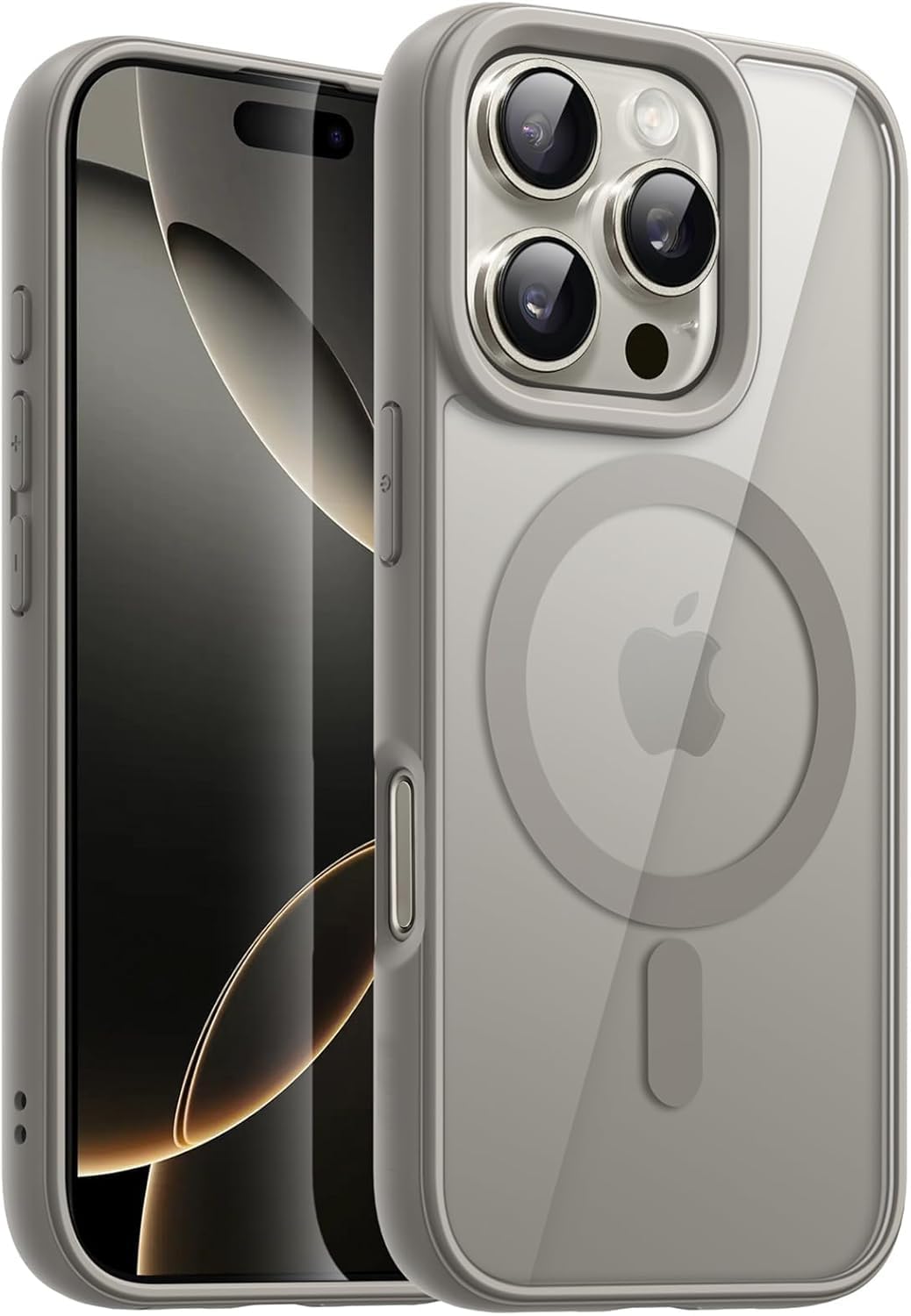 DIZORO Compatible with iPhone 16 Pro Case, Compatible with MagSafe, Non-Yellowing Military-Grade Drop Protection Hard PC Back Cover Slim Transparent Anti-Scratch Shockproof Phone Case - Titanium-image-32