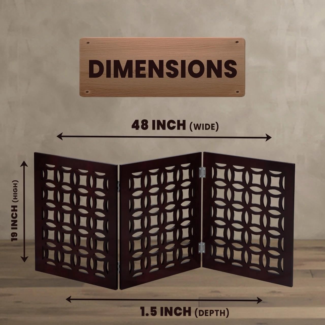 Pet Gate for Doorways and Stairs - Safety Dog Gate -Wooden Panel Freestanding Gates for The House- Z Shape Tri-Fold (Positano Mahogany)