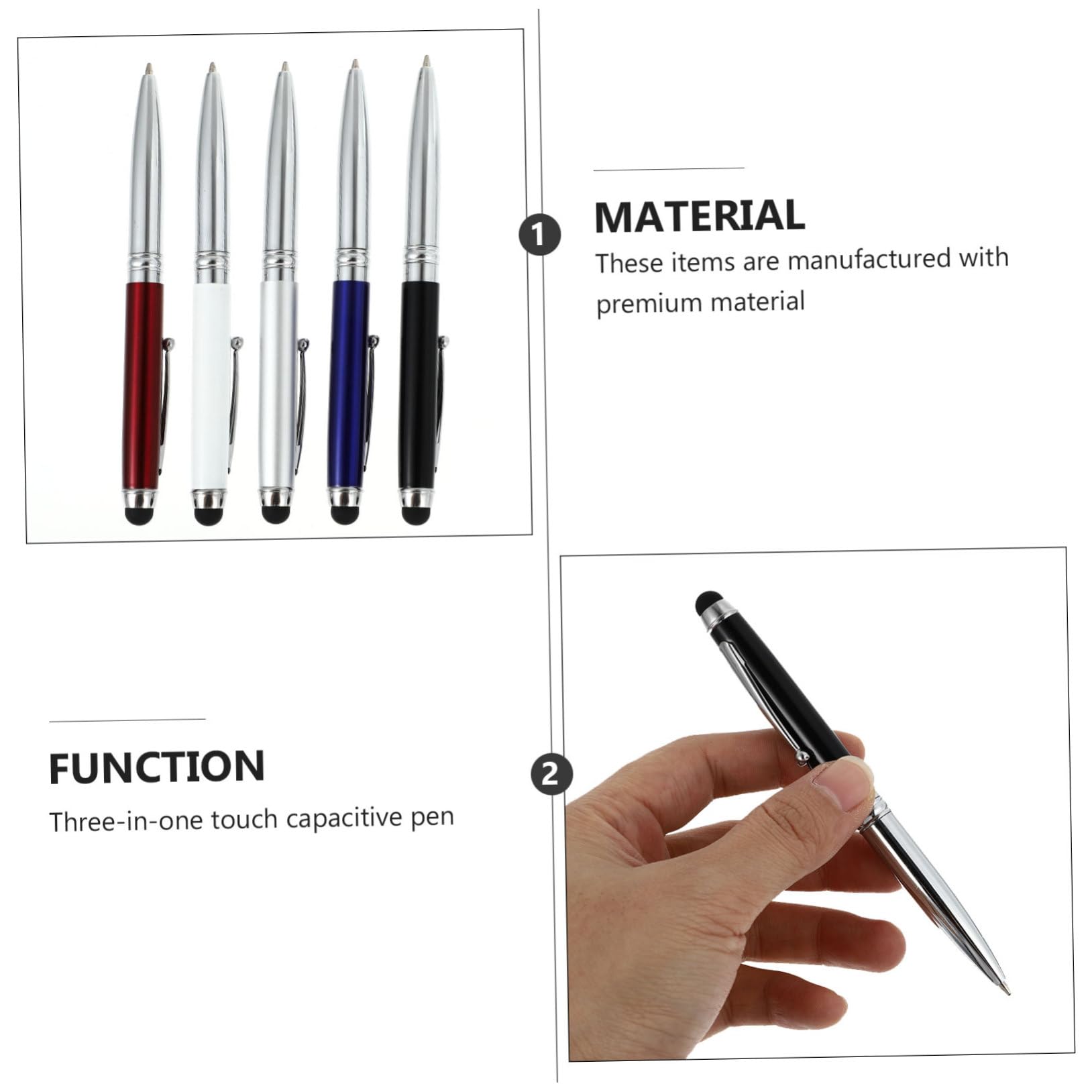 Touch Screen Stylus Pen Capacitiva Nera 10 Pezzi per Tablet