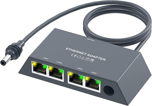 for Starlink Gen3/Mini Ethernet Adapter with 4 RJ45 Ports,Multi Ports Starlink Ethernet Adapter with Wired External Network for Other Devices and Network Cable[4 Devices Networked Simultaneously]