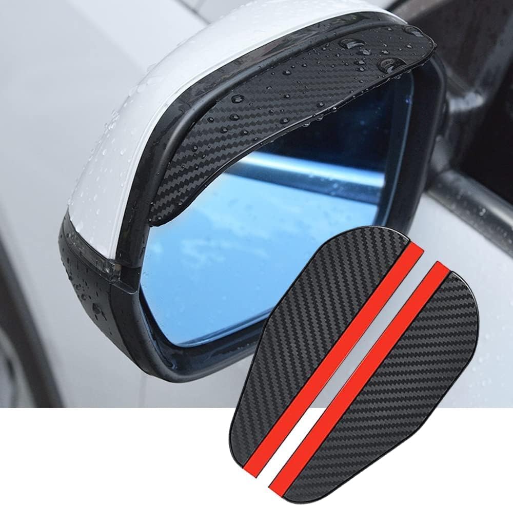 2 Pcs Car Side Mirror Rain Guard for Hyundai i10 3 (III) AC3 I 2019-2025, Carbon Fiber Rear View Side Mirror Rain Eyebrow, Car Rear View Mirror Rain Visor Guard,A