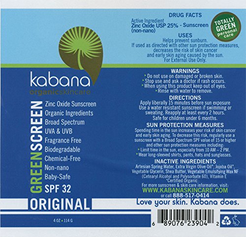 Green Screen Organic Sunscreen Zinc Oxide Spf 32 Non-Tinted Original - Soy-Free - Vegan - Gluten-Free - 8Oz/230G As 2X4Oz #TOP1