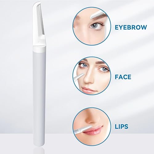 Miniatura 7 de Dermaplaning Herramienta para exfoliación facial de mujer, maquinillas de afeitar duraderas con 4 cuchillas reemplazables, verde y plateado