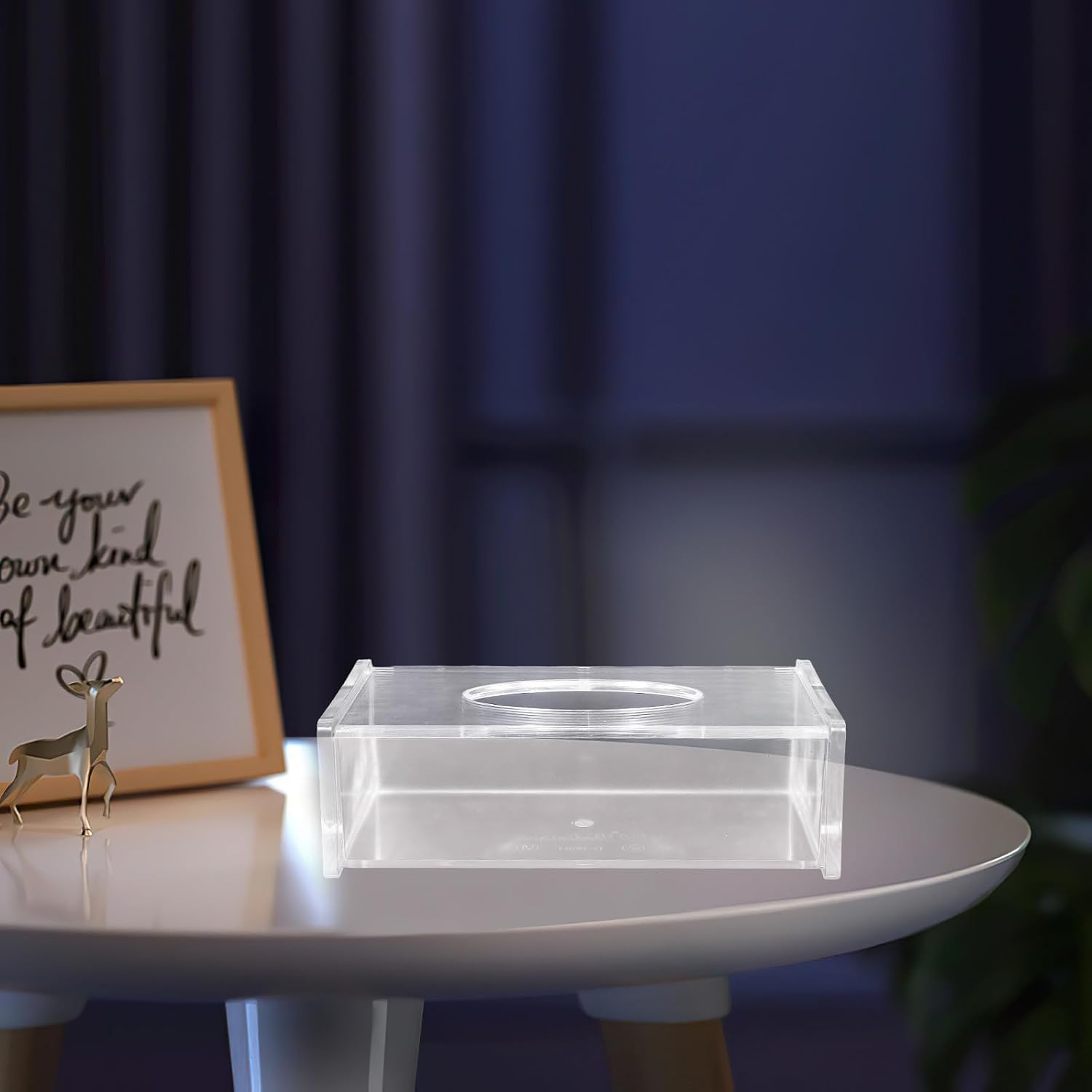 Acrylic Tissue Box Holder with Open Lid, Rectangular Paper Towel Dispenser Resistant to Wear and Tear, Easy Access Decorative Facial Tissue Organizer for Home and Car