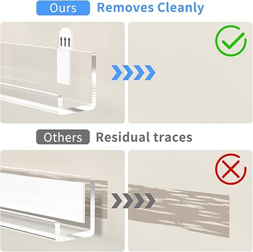 Miniatura 3 de NIUBEE Soporte de pared para discos de vinilo transparente sin taladro, paquete de 6 soportes acrílicos para discos de pared, estante de pared para