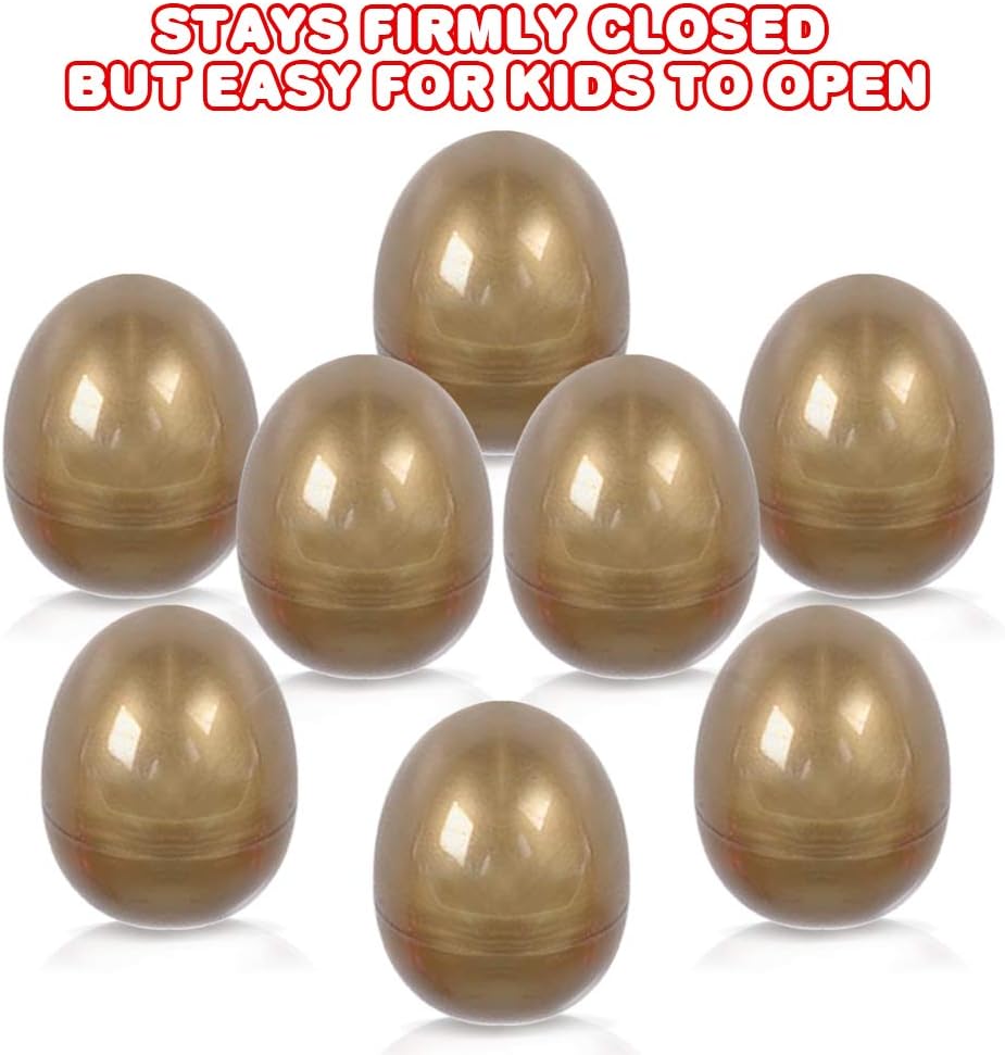 ArtCreativity Gold Hinged Plastic Easter Eggs, Bulk Pack of 25, Golden 2.5 Inch Empty Surprise Eggs for Toys and Candy with Hinge, Unique Egg Hunt Supplies, Easter Party Favors