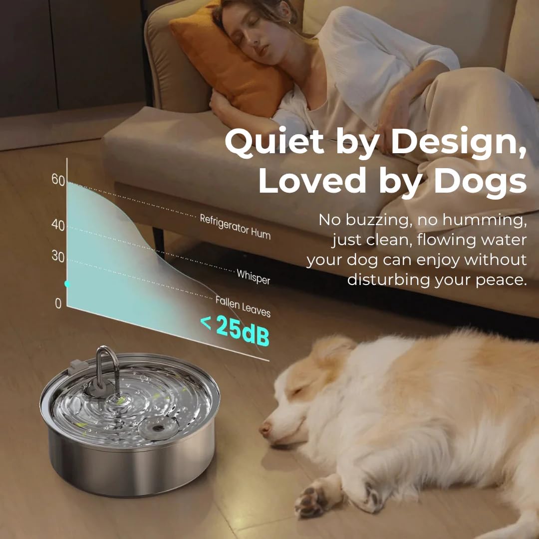 Fuente de agua para gatos, nueva fuente de agua de acero inoxidable 2026, fuente ultra silenciosa para gatos con 2 filtros, 3.2/7 L (108/244 onzas), fuentes de agua esenciales para gatos, perros (8