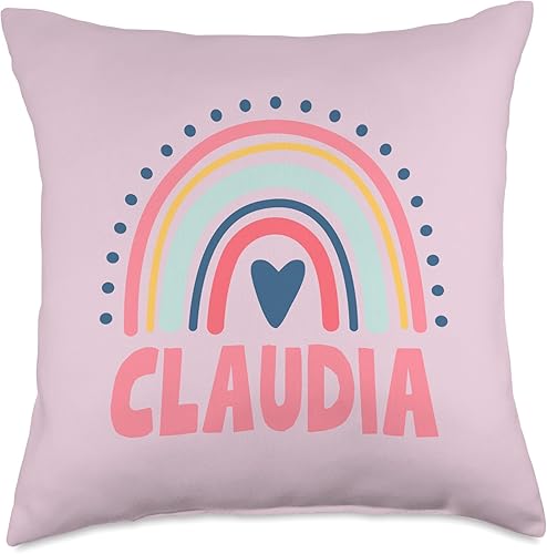 Idea Regalo Personalizzata con Nome Gifts Idea Claudia Name Custom Woman Myth Legend Pink Birthday Party Throw Pillow, 18x18, Multicolor