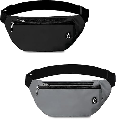 Miniatura 28 de Riñonera cruzada para mujeres y hombres, riñonera deportiva resistente al agua, bolsa de cinturón para viajes, senderismo, correr negro,