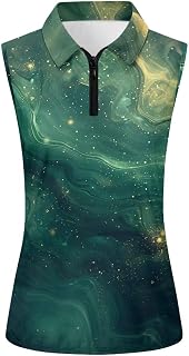 Womens Golf Shirt, Womens Quarter Zip Polo Shirts Summer Sleeveless Tops Casual Tennis Activewear
