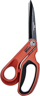 Crescent Wiss 10" Titanium Coated Offset Tradesman Shears - Industrial Heavy Duty Utility Shears Scissors for Cutting Leather, Wire, Cardboard - Left-Hand - CW10TL
