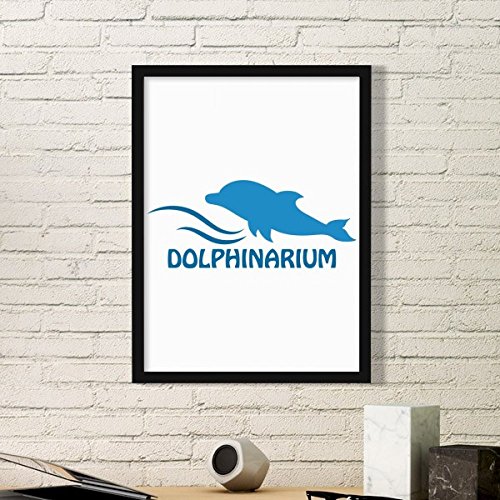 Dolphin Motif Simple Picture Frame Art, estampe murale premium noir
