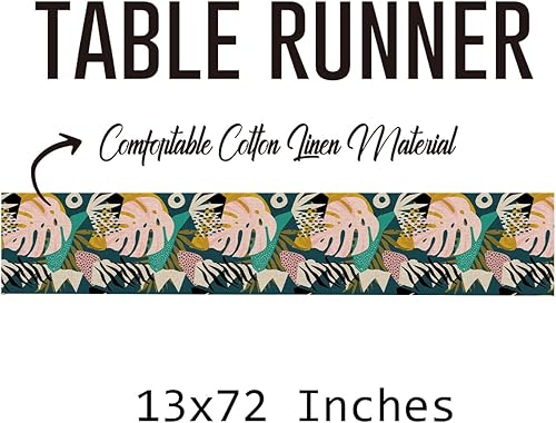 Miniatura 2 de Camino de mesa bohemio con hojas de palma, decoración de mesa de comedor de cocina, decoración de mesa de comedor en acuarela tropical, hojas