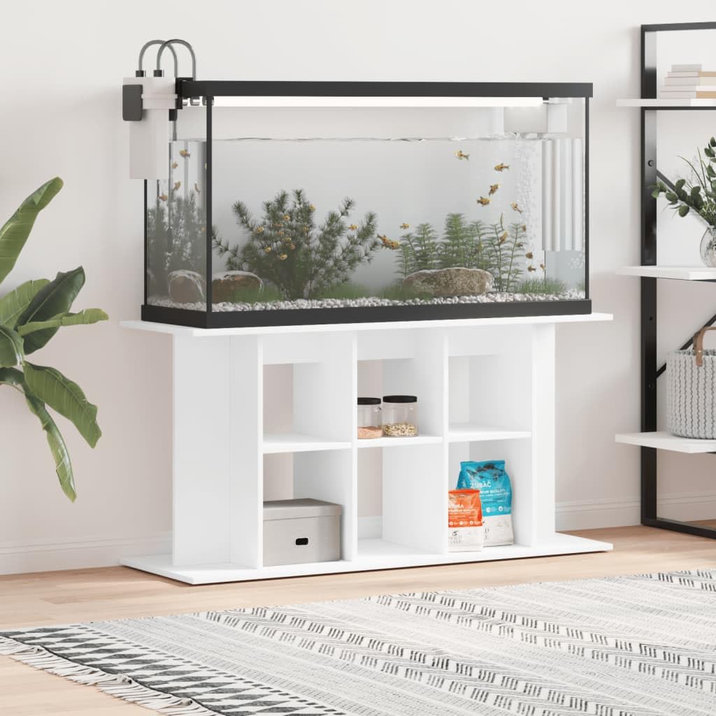 Stojak do akwarium, biały, materiał drewnopochodny, 120 x 40 x 60 cm, stabilna szafka pod umywalkę z rybami, regał z drzwiami i półką, stelaż meblowy jako uchwyt na akcesoria akwariowe