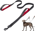 3M Reflective Dog Leash 5ft 6ft Long-Traffic Padded Two Handle, Heavy Duty Reflective Safety Training Leash, Perfect for Large or Medium Dog, Dual Handles Dog Leash(Black+Blue)