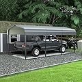 VEIKOU 10'x15' Carport, Heavy Duty Car Port with Galvanized Steel Roof, Upgraded Extra Large Carport Garage, Metal Carport Kits for Car, Car Shelter & Shade