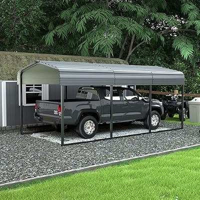 VEIKOU 10'x15' Carport, Heavy Duty Car Port with Galvanized Steel Roof, Upgraded Extra Large Carport Garage, Metal Carport Kits for Car, Car Shelter & Shade