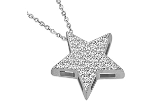 MyHouse Star Shaped Pendant Chain Necklace, Silver (18" Chain Included)