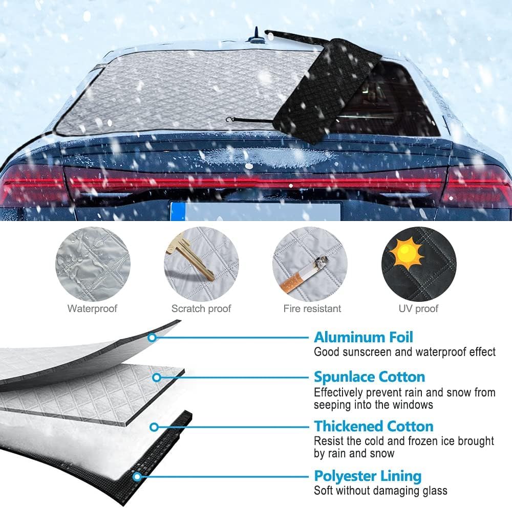 AYAMAYA Couverture Pare-Brise Arrière Voiture Avec Aimants - Protection Gel Neige UV 140x80 Cm