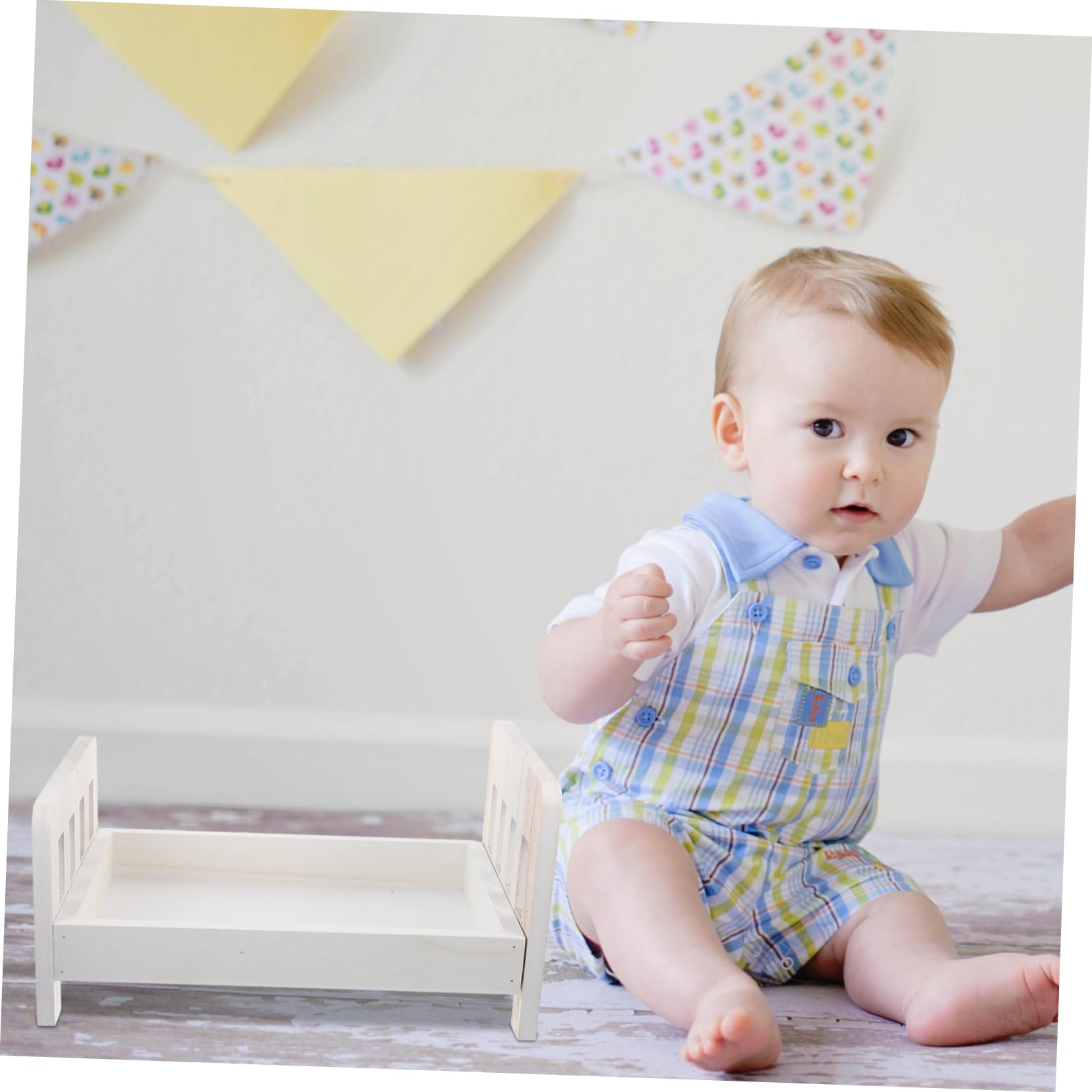 Accessoires de Photographie Décoratifs pour Bébé -né en Bois Blanc, Lit Miniature Sûr et Unique pour Séances Photo Adorables