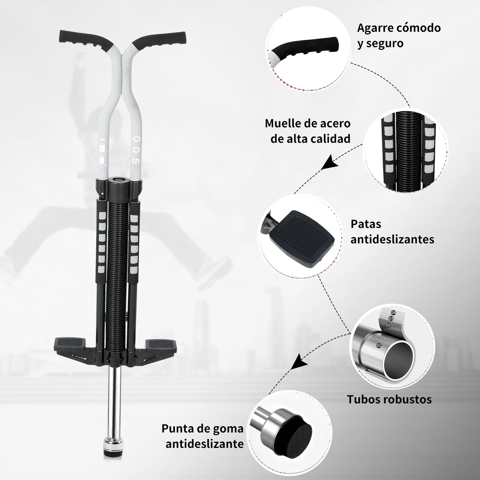ISE Pogo Stick Bastón salador, Juguetes al Aire Libre, Entretenimiento para Padres y niños, Juegos Divertidos, Juegos de Aire Libre para niños