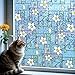 DUOFIRE Stained Glass Window Film Color Flower Pattern Privacy Window Film Decorative Glass Film No Glue Anti-UV Window Sticker Non Adhesive For Bathroom Bedroom Living Room 35.4in. x 78.7in. DP003-1