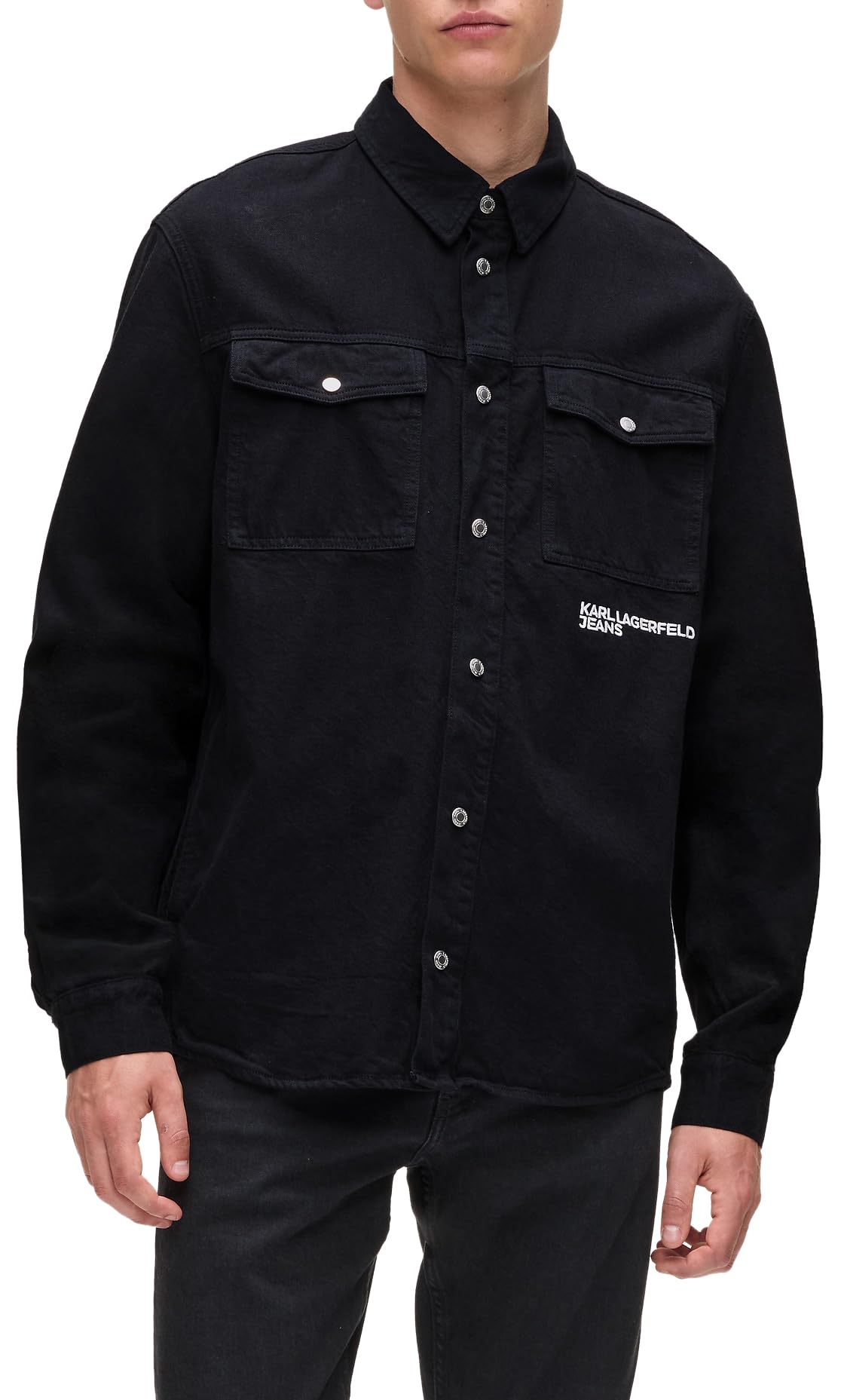 KARL LAGERFELD JEANS Men Karlismall Overshirt Black/Black L