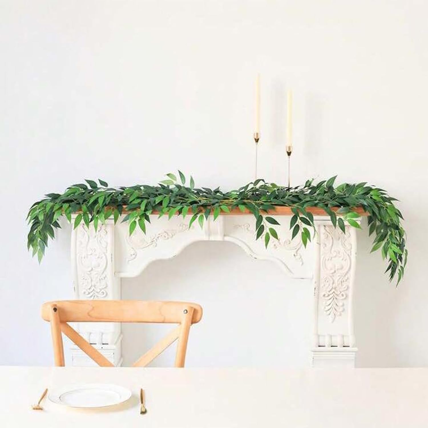 Eonflux 40pcs 68cm Artificial Ruscus Style Greenery Stems, Italian ruscus Greenery, Faux Greenery Garland for Wedding Arch Decor, Balloon Arch, Centerpieces, Home Floral Arrangements，Christmas Stems