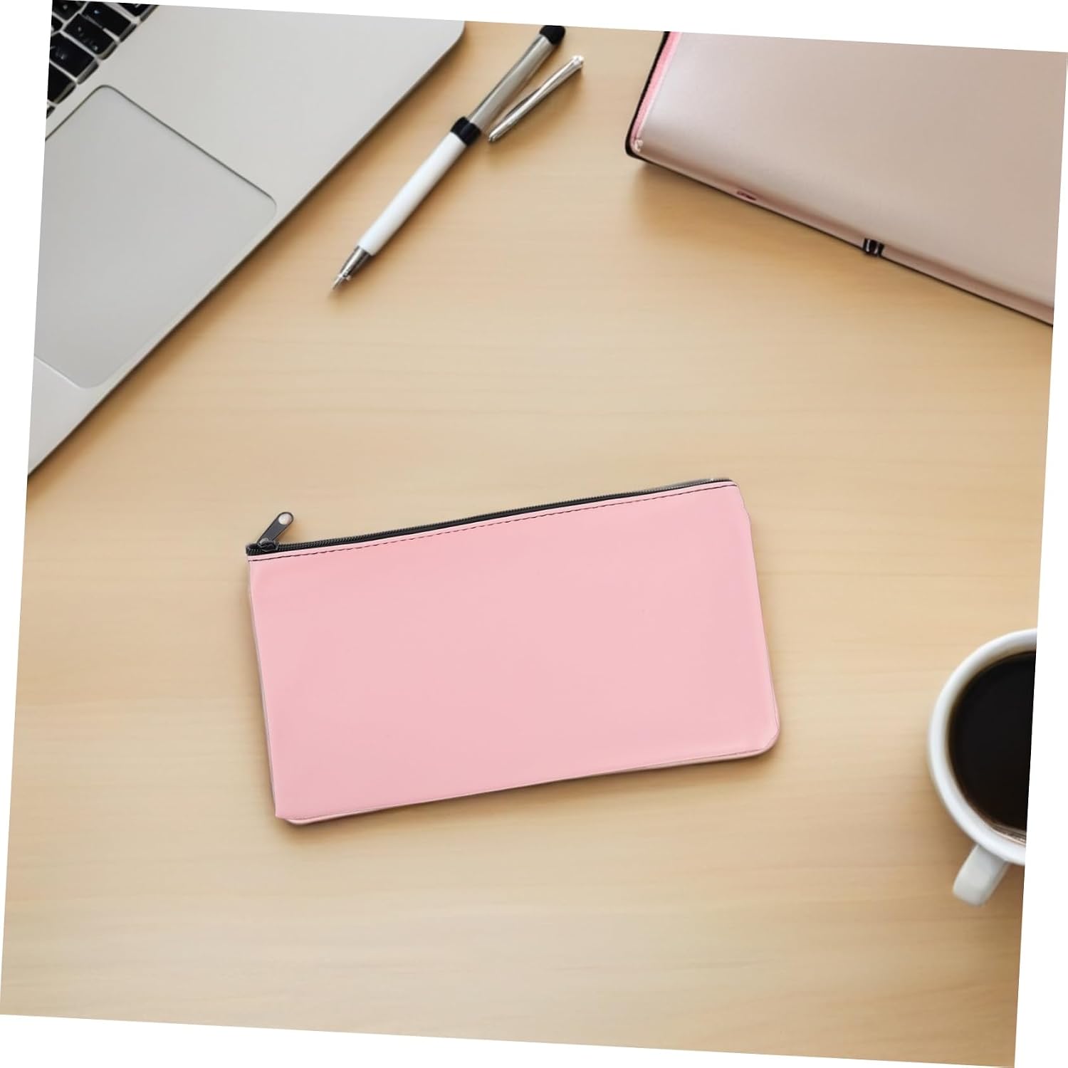 2pcs Bank Deposit Pouch Zipper Cash Bag Receipt Bag Large Capacity Money Wallet Organiser Pu Leather for Business Personal