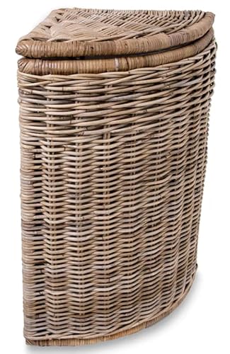 The Basket Lady Corner Wicker Laundry Hamper, 15 in L