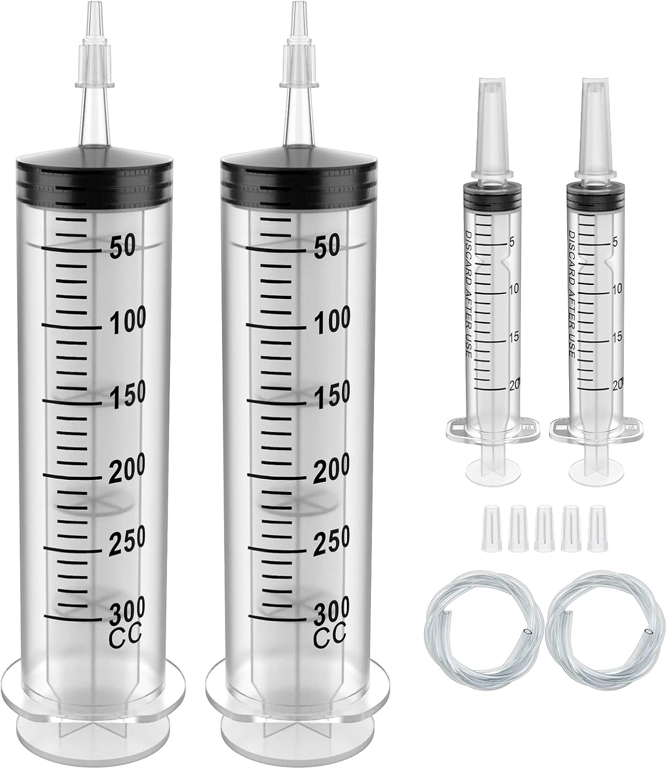 2 Pack 300ml Plastic Syringe Large Syringes Catheter Tip