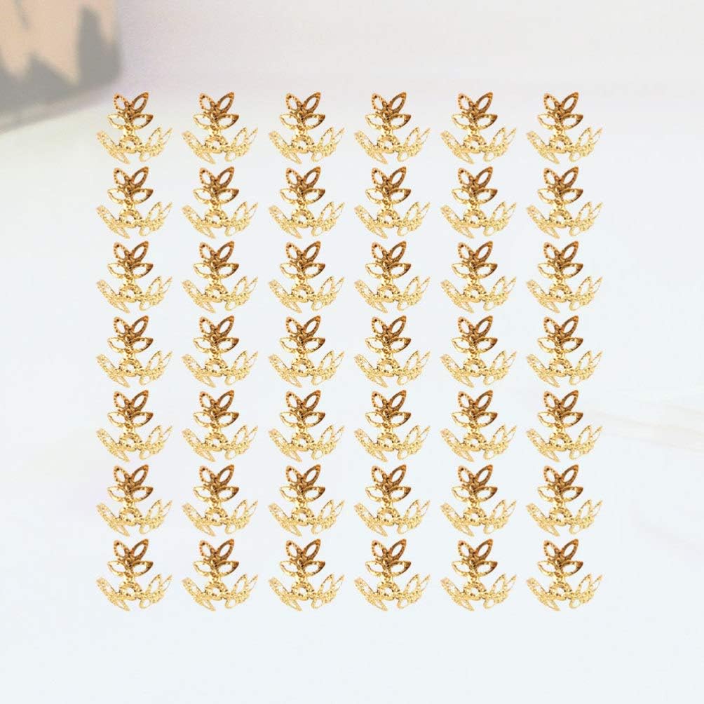 EXCEART 400PCS Flower End Caps 10mm Three-Leaf Hollow Bead Caps Jewelry Making Metal Spacers Findings for Bracelet Necklace Making (Golden)