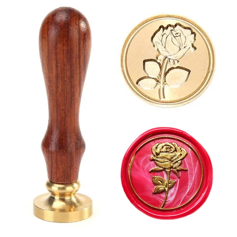 Afobby Flower Wax Seal Stamp Kit - Removable Brass Head & Rosewood Handle, 25mm Four Leaf Clover Design For Invitations - View #4