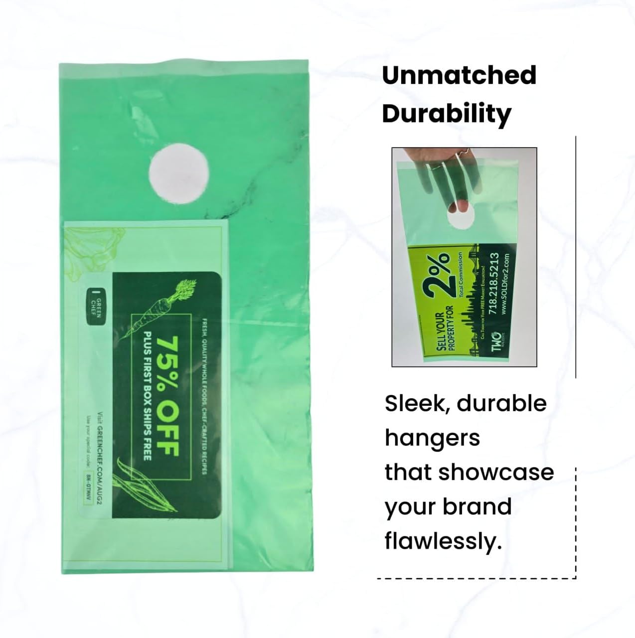 TidyFriend Plastic Door Hanger Bags 6” x 12” (1000 Pack) - Door Knob Hanger Bag Protects Flyers, Brochures, Notices, Printed Materials - Waterproof and Secure - For Outdoor Use (Green)