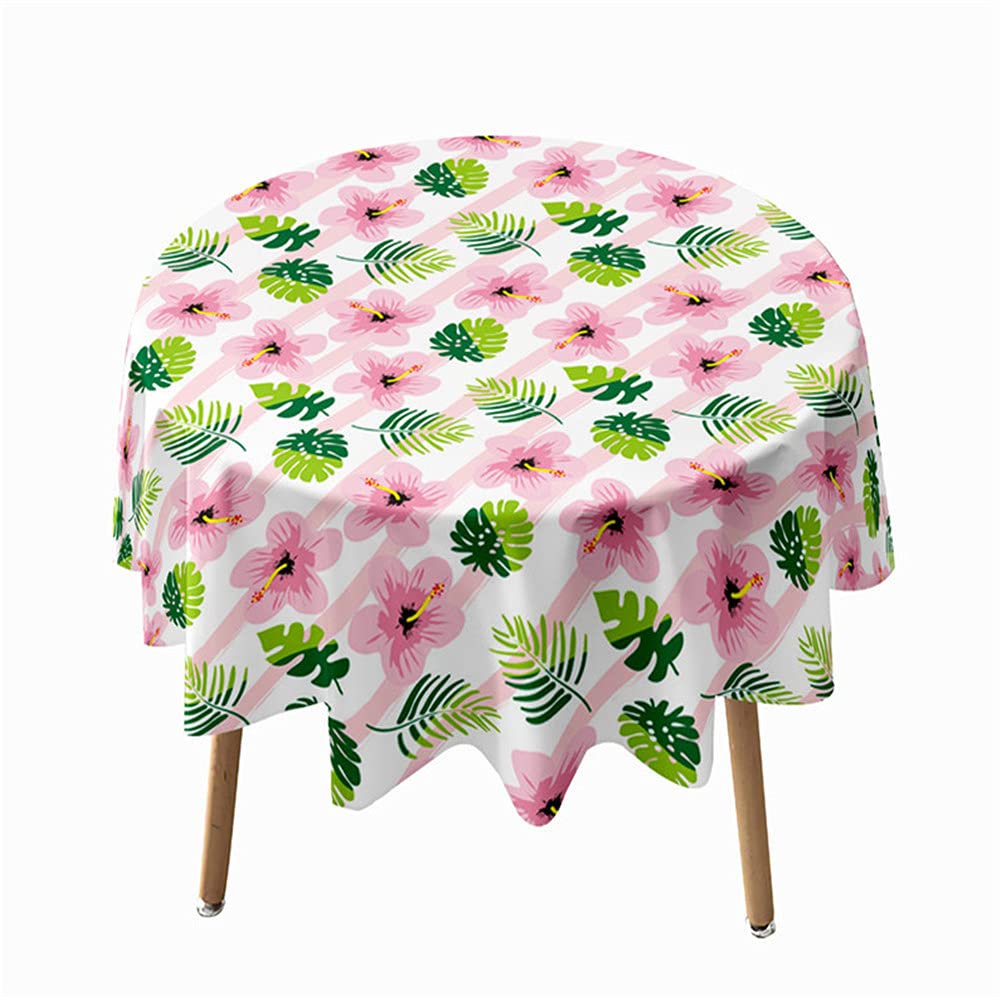 Highdi Pink Stripes Round Tablecloth Waterproof Dust-Proof Circular 3D Print Polyester Table Cover Wipe Clean, For Dinner Kitchen Holiday Bistro Garden Outdoors (,Diameter 150Cm)