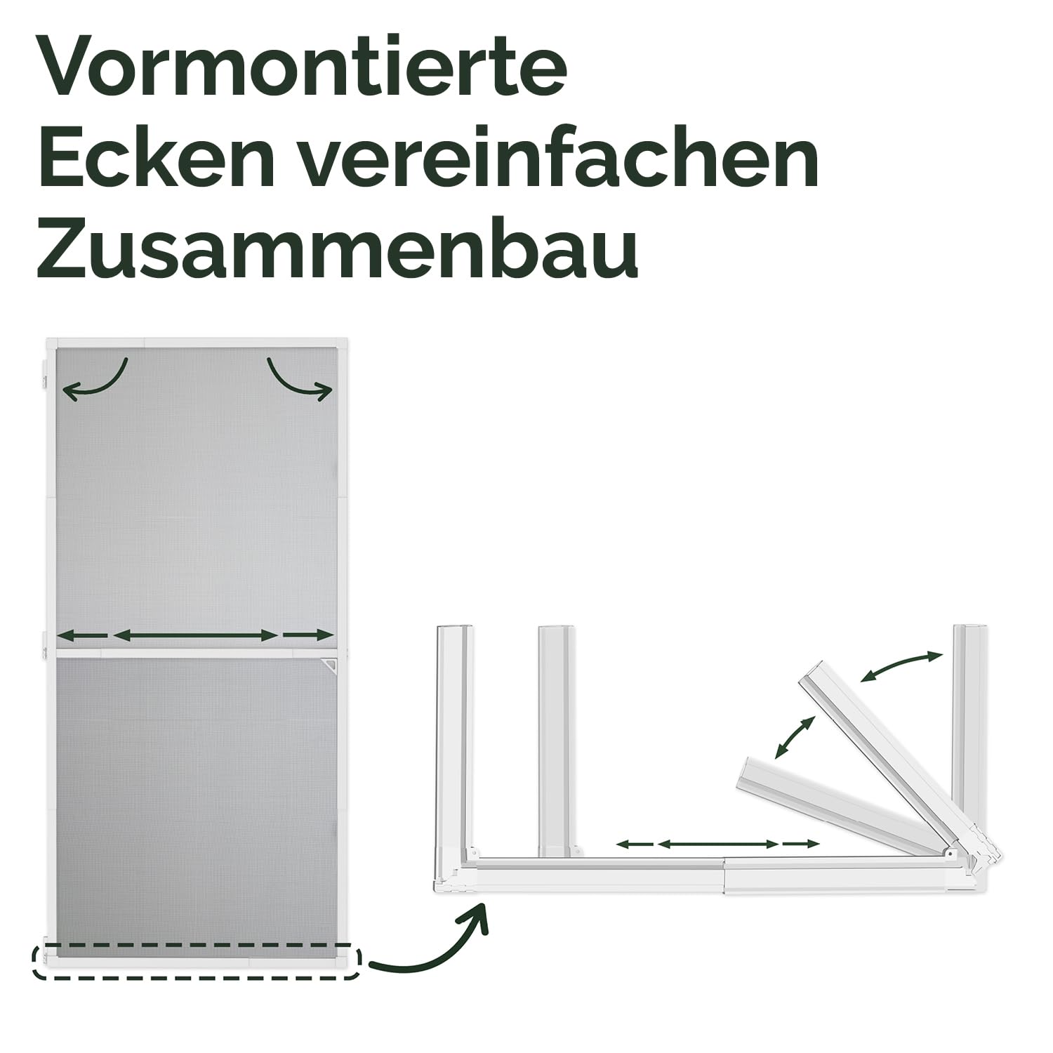 Nematek Insektenschutz Tür Teleskoprahmen - schmale Fliegengitter Tür mit Rahmen für Balkon & Terrasse - 100 x 210 cm teleskopierbare Fliegengitter Tür in weiß - Montage erfolgt ohne Zusägen