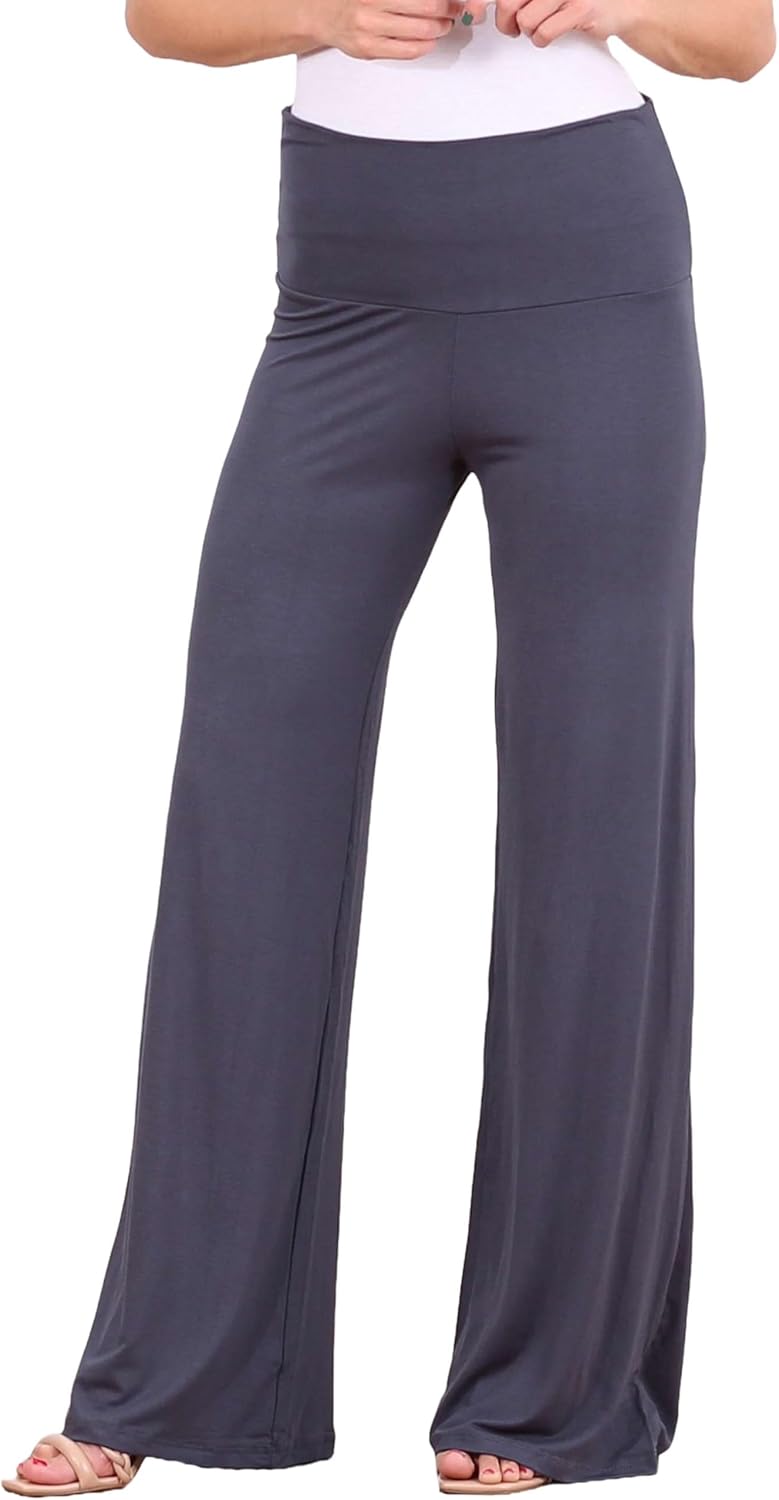 Popana Wide Leg Palazzo Lounge Pants for Women – Flowy Bootcut Casual Pants for Everyday Comfort