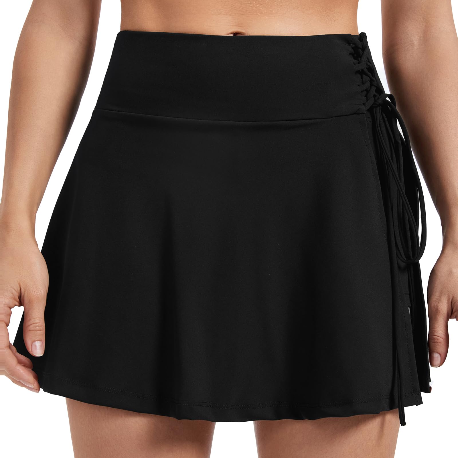 Blaosn Faldas de tenis fluidas para mujer, para entrenamiento, golf, atlética, pantalones cortos de cintura alta con bolsillos, con abertura, linda ropa de verano