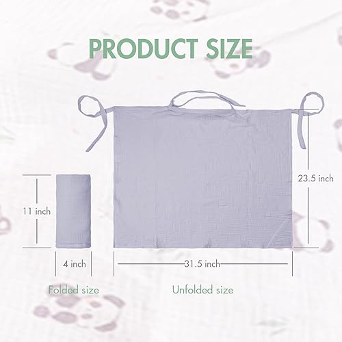 Miniatura 8 de Paquete de 2 fundas de lactancia de muselina para lactancia materna, fundas transpirables para lactancia materna con cuello de arco, funda de