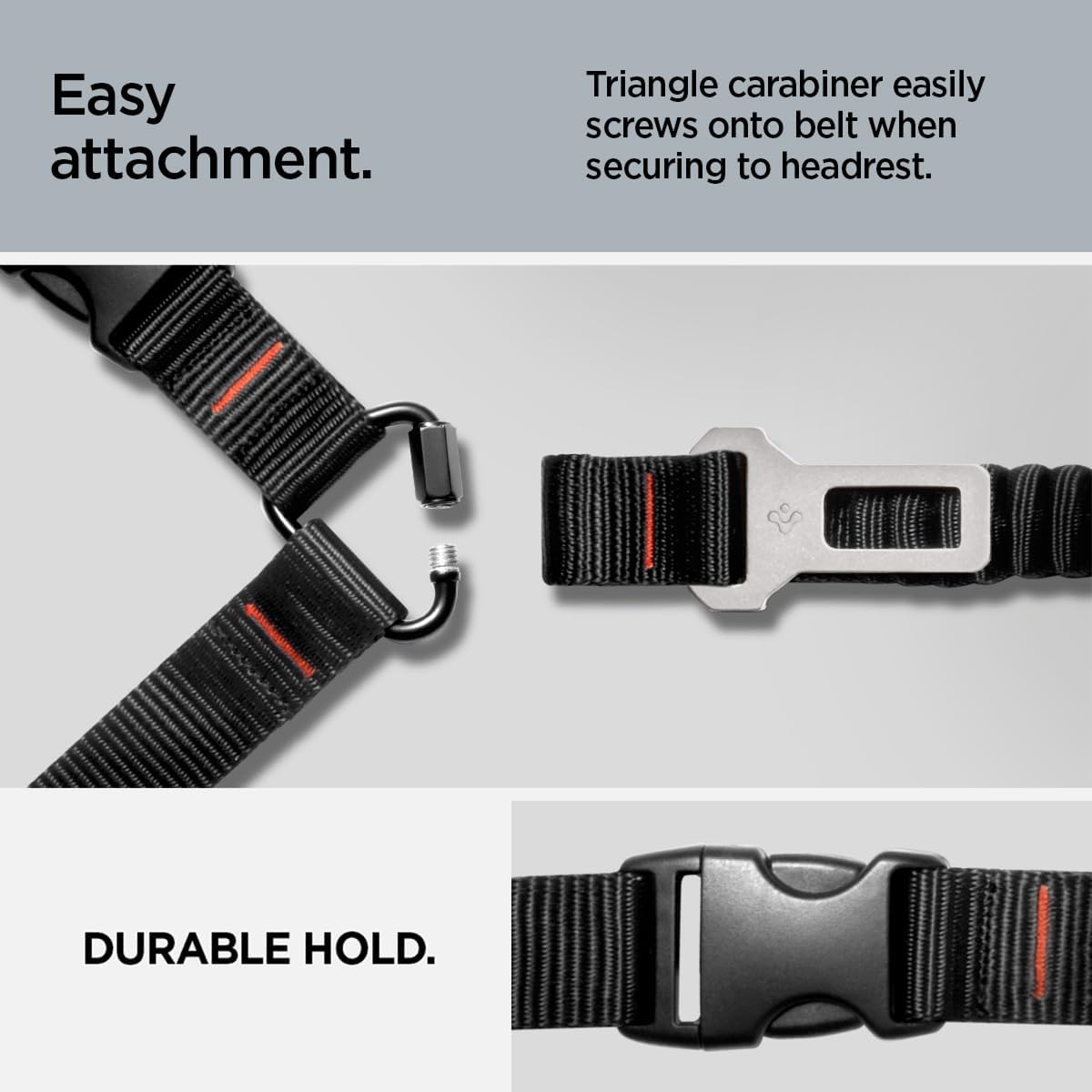 Spigen 2 in 1 Car Seat Belt Tether for Dogs (Headrest & Seatbelt Buckle) | High-Strength Heavy-Duty Strap | Adjustable Anti-Shock Bungee Leash