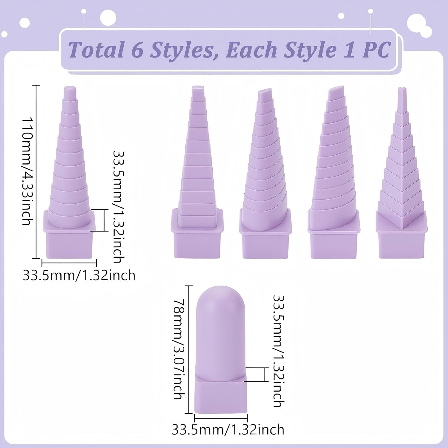 Wire Coiling Mandrel Set for Jewelry Making, 6 Styles, Purple