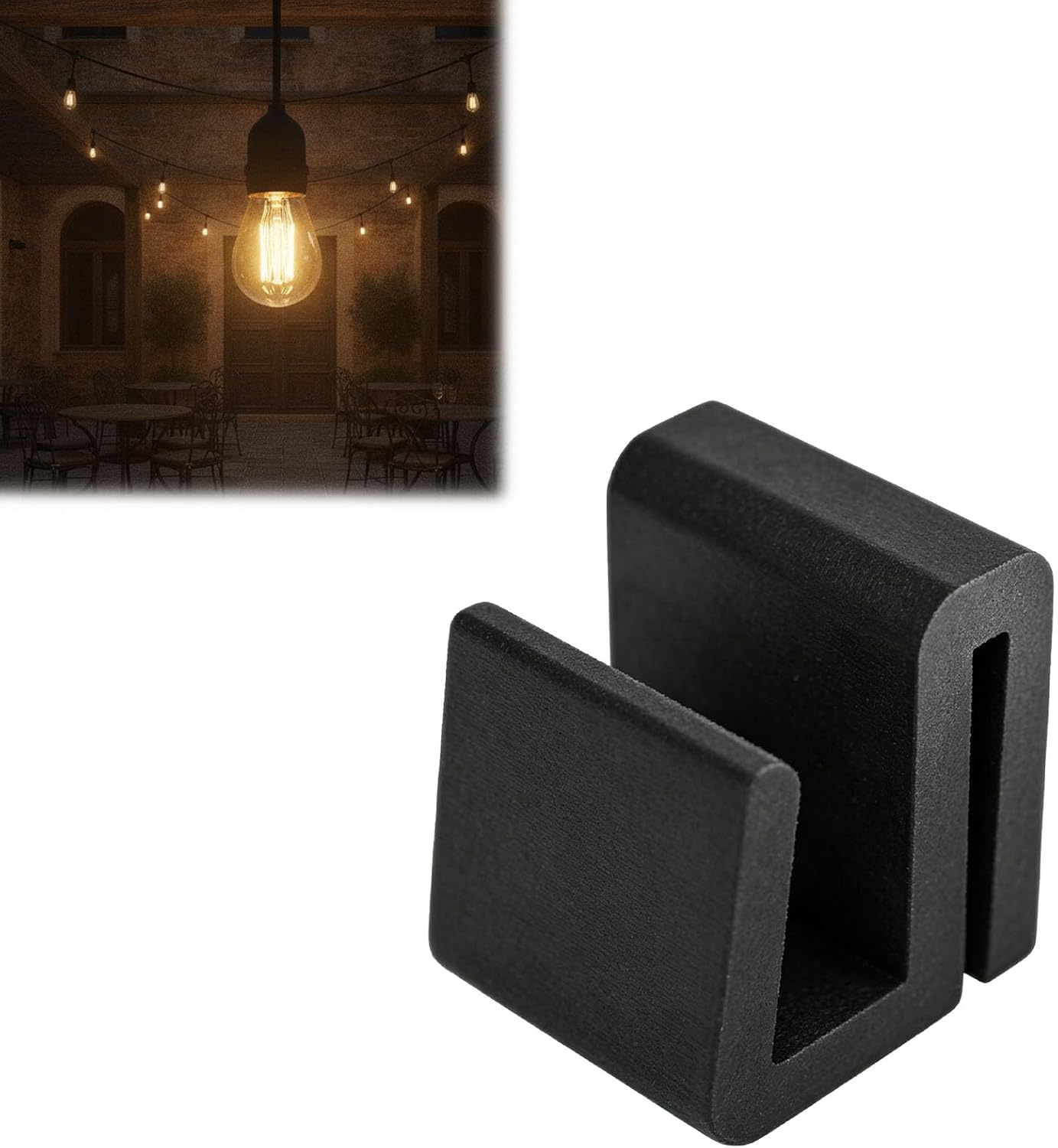 String Light Clips Compatible with Mirador Pergola, No-Drill Outdoor Light Mounting Clips, Hidden-Wire Cable Management Holders, 3D Printed Pergola Lighting Accessories (Black, 48pcs)