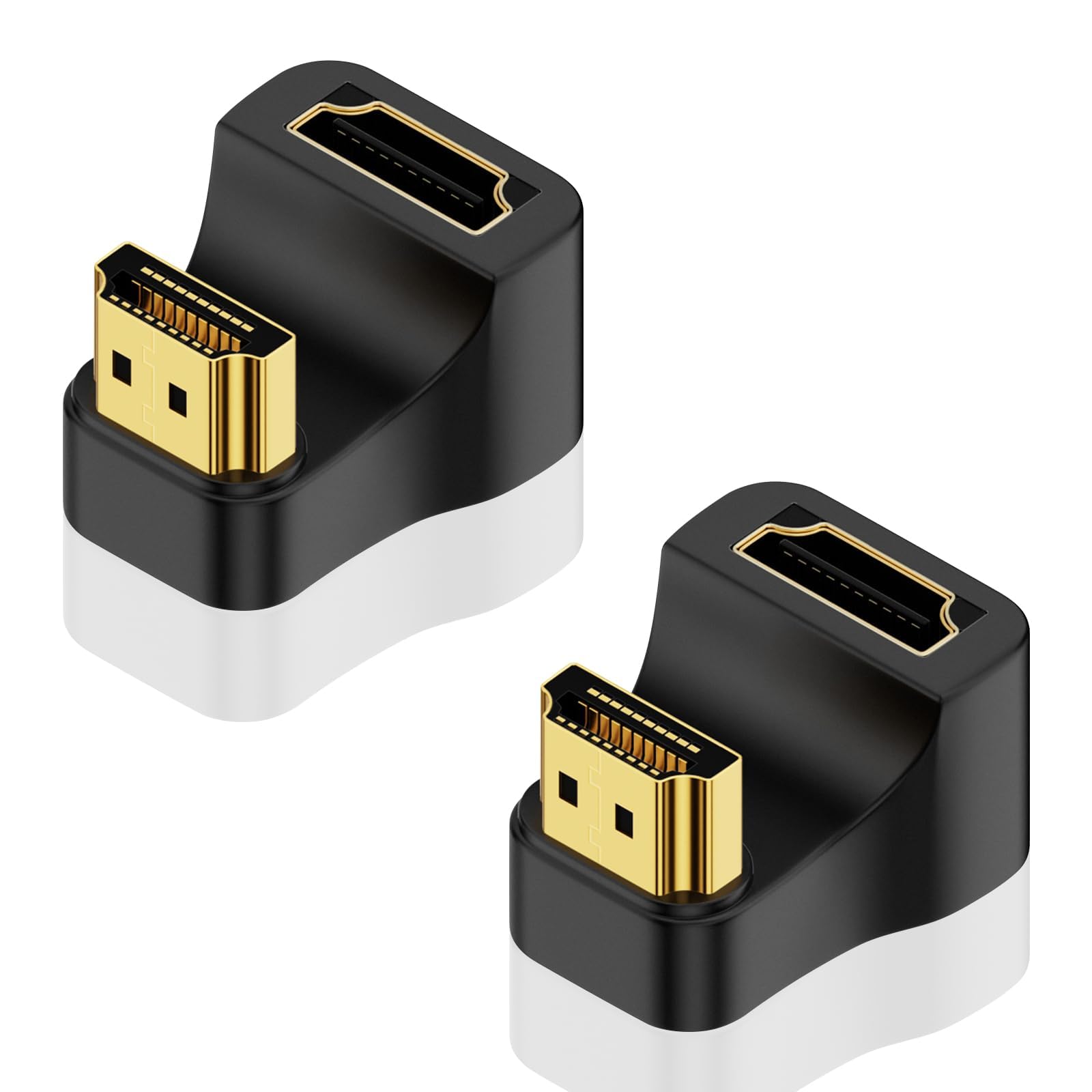 Tazweeq 2 Pack 8K HDMI 180 Degree Adapter, U Shaped HDMI Adapter, 48Gbps HDMI Extender Adapter with LED Indicator for HDTV, PS5, Laptop