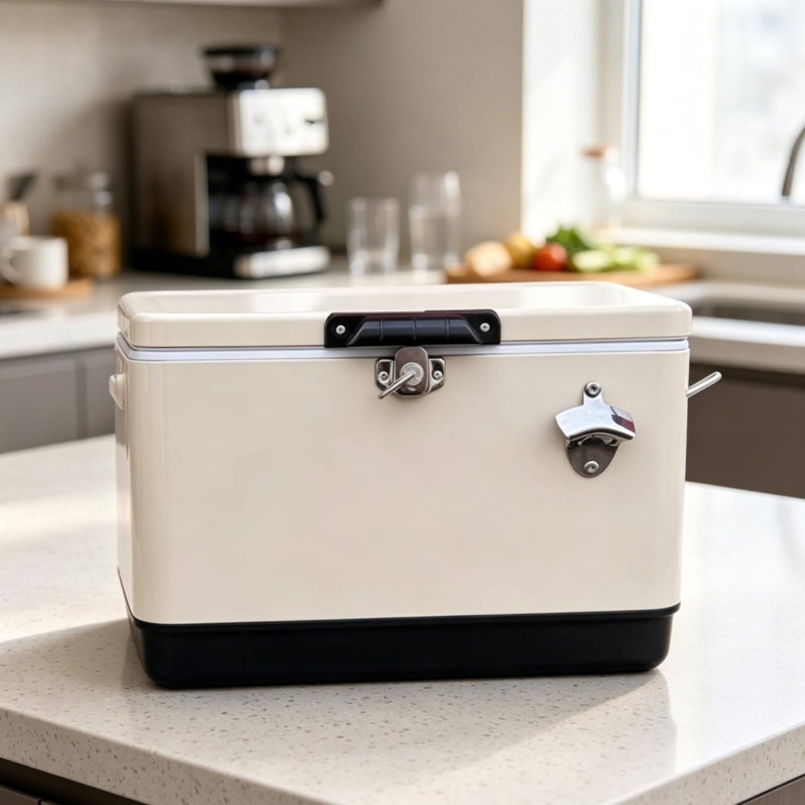 Kühlbox mit Tragegriff Dichtschließend Isolierbehälter mit Metalldeckelverschluss Stabil Isolierbox für Picknick