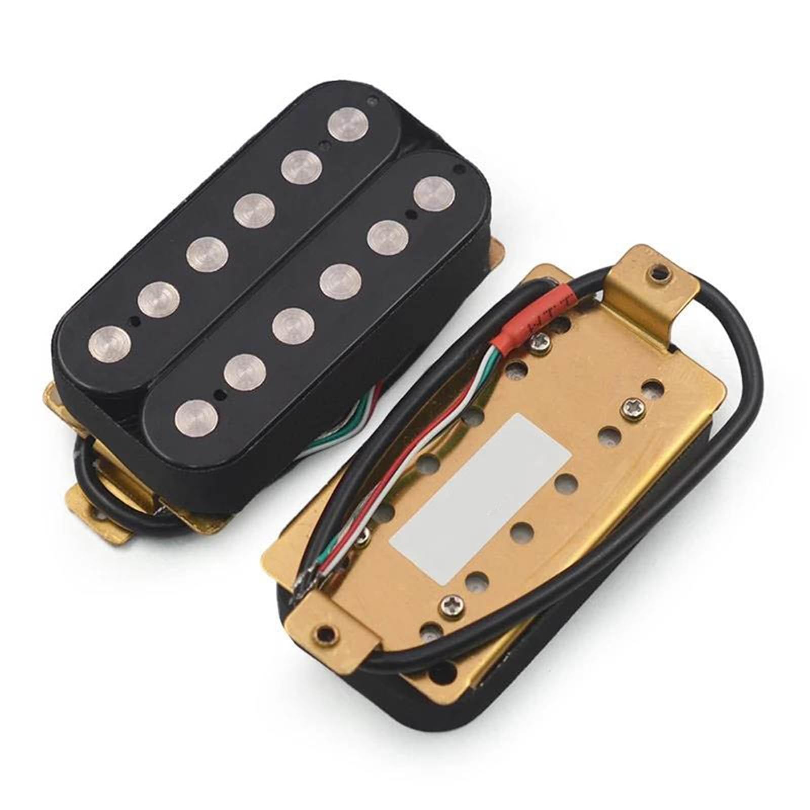 Przetwornik Do Gitary Elektrycznej Przetwornik Gitarowy Z Podwójną Cewką I Humbuckerem | Duży przetwornik 6,3 mm do gitary elektrycznej z 4-żyłowym kablem / podziałem cewki, czarny/biały (zestaw czarny)