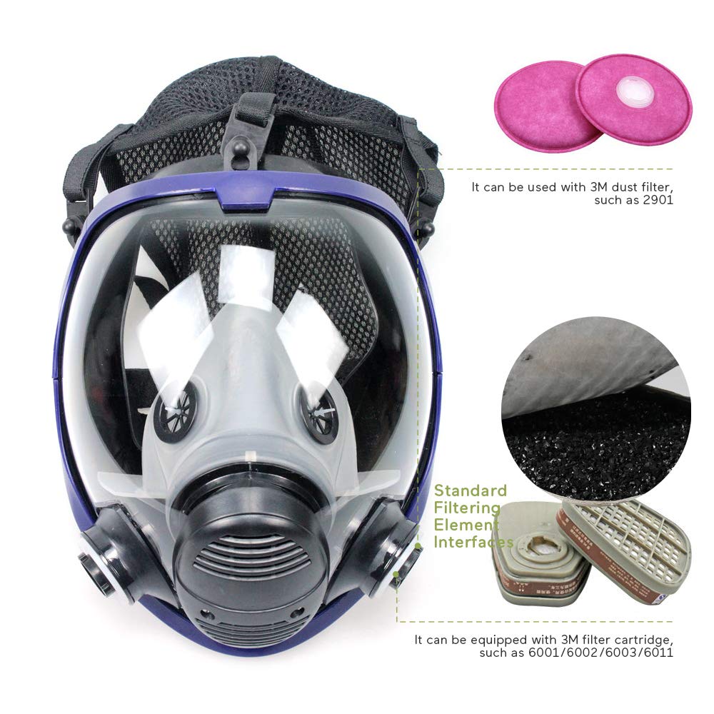 Masque à gaz avec visibilité - Il dispose deux cartouches de filtration chimique et biologique à vapeur N ° 7